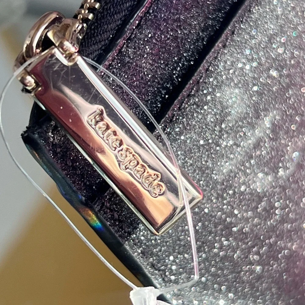 Kate Spade NWOT Black Sparkle  glitter Clutch